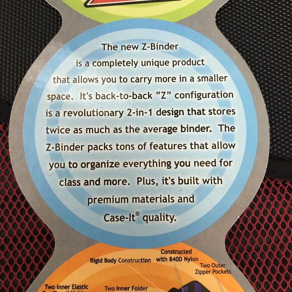 CASE IT NEW 2-IN-1 ORGANIZER Z-BINDER Z175, RED, 2- 1.25" BINDERS, HANDLE, STRAP - Picture 13 of 15